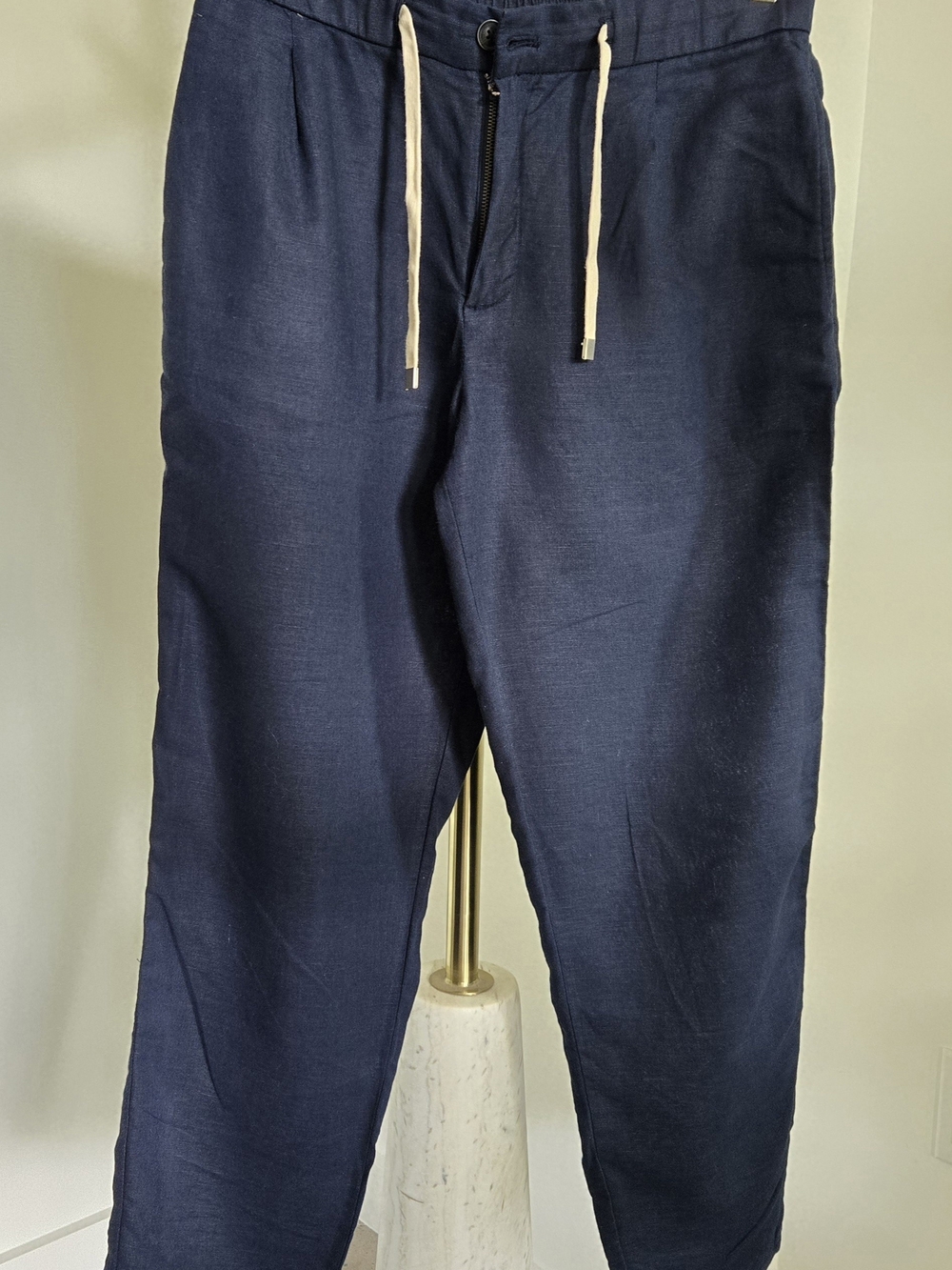 Mango Navy Drawstring Cropped Pants